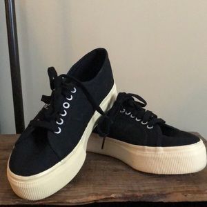 Superga Platform Black Canvas Sneakers